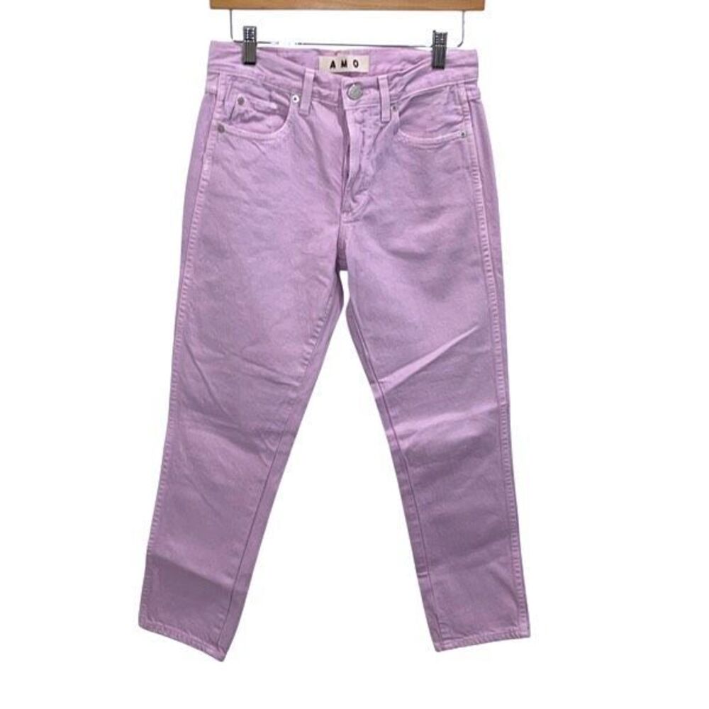 AMO Womens Button Fly 100% Cotton Tomboy Crop Pants Purple Size 24